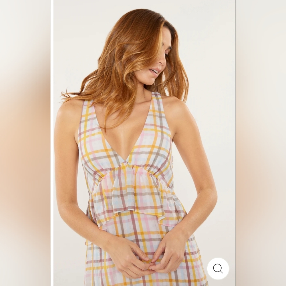 🎀Clearance🎀 NWT CINQ A Sept midi dress tiered ruffled W/ back tie Luxury - Picture 8 of 12